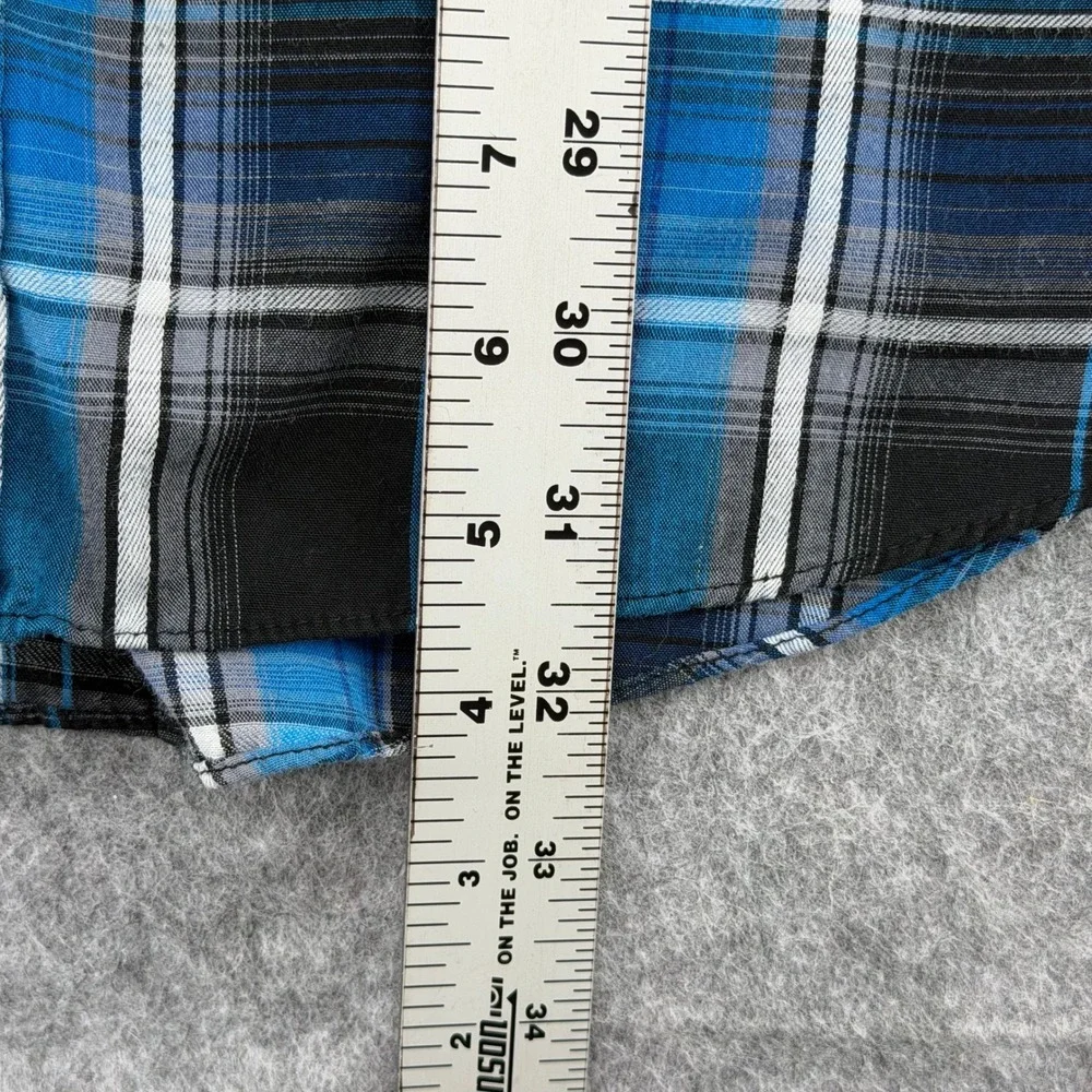 Ely Cattleman Mens XXL Blue Plaid Pearl Snap Western Long Sleeve Shirt